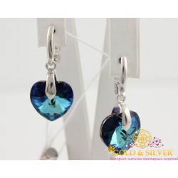 Срибні сережки Симпатія Swarovski